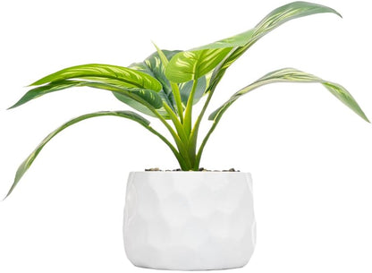 Cachepot de Cimento com Planta Artificial Prisma Branco 10cm x 26cm Wolff