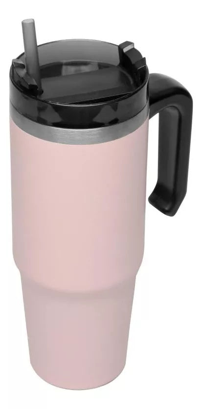 Caneca Térmica Wolff Slimterm Dupla Parede com Canudo Rosa 890ml