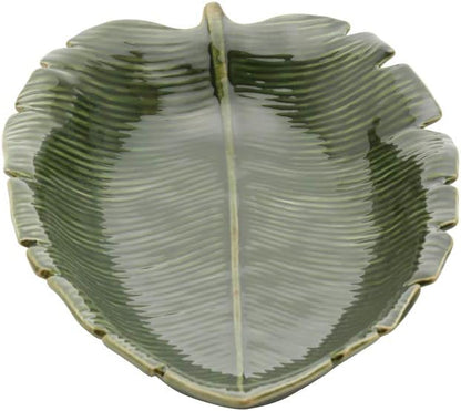 Folha Decorativa de Cerâmica Banana Leaf Verde 30x20,5x6,5cm Wolff