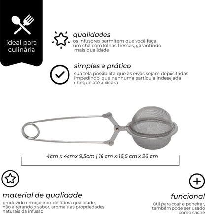 Infusor de Inox para Chá Mimo Style Prata