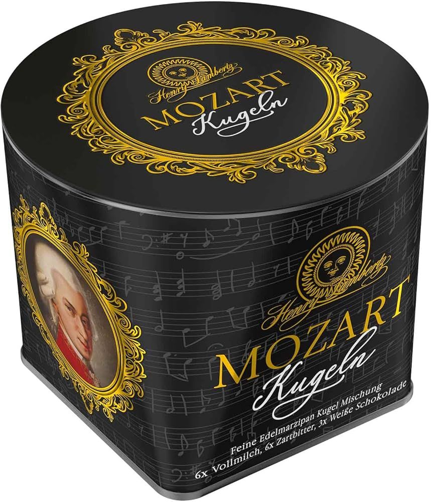 Chocolate Alemão Mozartkugeln em Lata com Pistache e Marzipan 300g