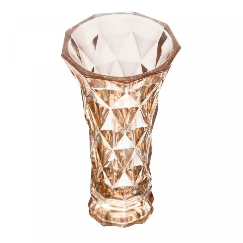 Vaso de Vidro Diamond Âmbar Metalizado Lyor 15cm x 8cm x 25cm