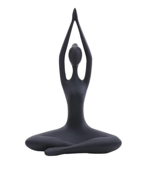 Escultura Yoga Resina Cromus Preto 32X22X12CM