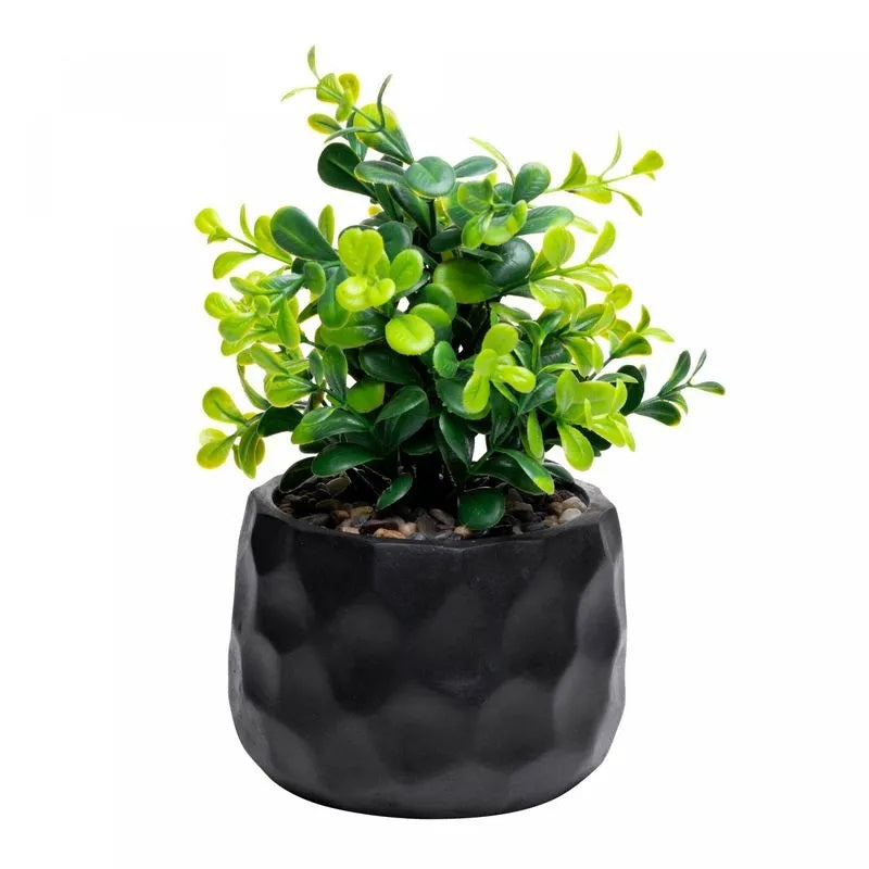 Cachepot de Cimento com Planta Artificial Prisma Preto 10cm x 29cm Wolff