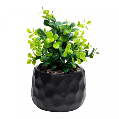 Cachepot de Cimento com Planta Artificial Prisma Preto 10cm x 29cm Wolff