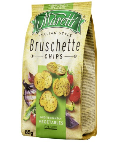 Snack de Trigo à Base de Vegetais Mediterrâneos Maretti Bruschette Pacote 85g