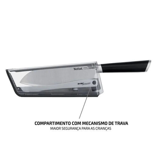 Faca Aço Inox Tefal Eversharp com Afiador