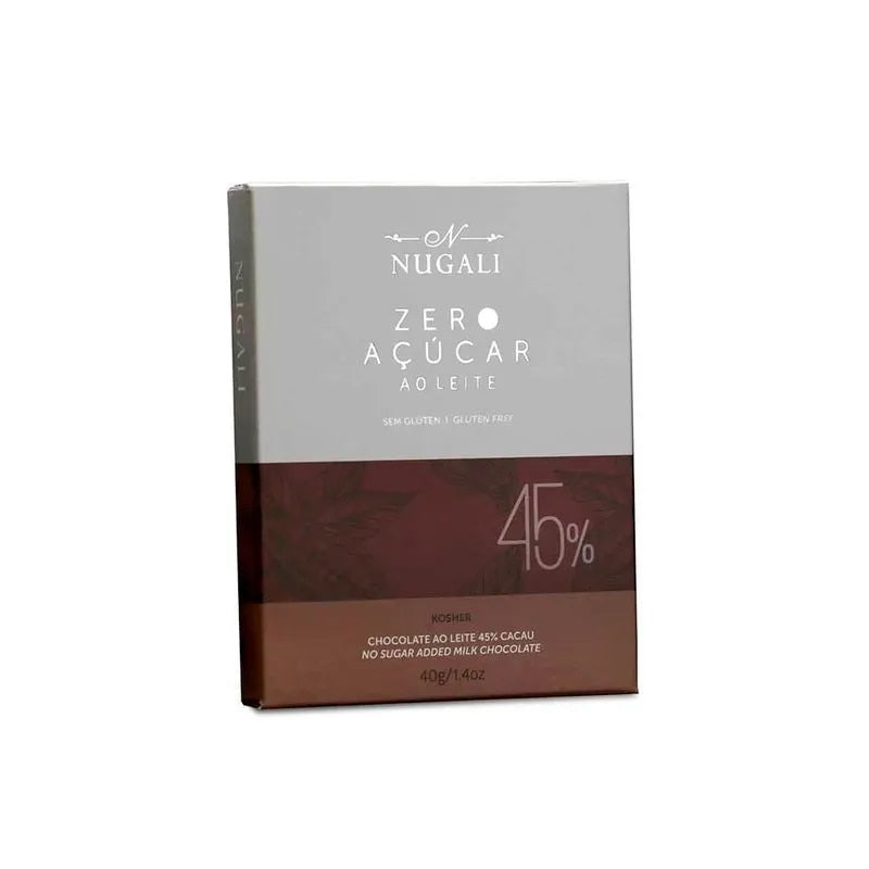 Tablete Chocolate ao Leite Nugali Zero açúcar 40g