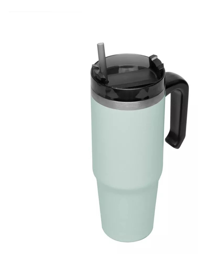 Caneca Térmica Wolff Slimterm Dupla Parede com Canudo Verde 890ml