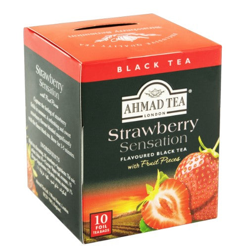 Chá Preto Britânico "Ahmad Tea London" Strawberry Sensation Caixa 20g 10 Unidades