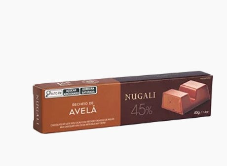 Tablete de Chocolate ao Leite Nugali  com Creme de Avelã 40g