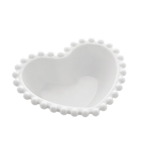 Bowl Porcelana Coração Wolf Beads Branco 13x11x4cm