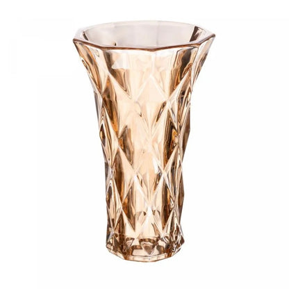 Vaso de Vidro Diamond Âmbar Metalizado Lyor 15cm x 8cm x 25cm