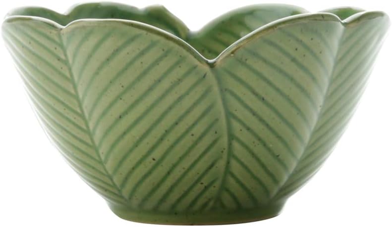 Centro de Mesa Decorativo de Cerâmica Banana Leaf Verde 13x7cm Wolff