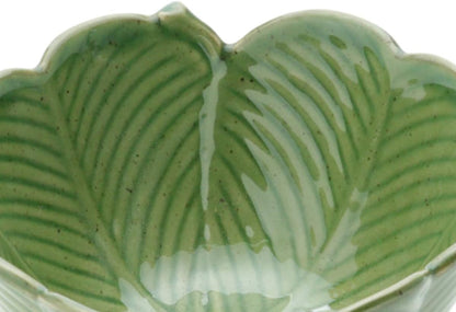 Centro de Mesa Decorativo de Cerâmica Banana Leaf Verde 13x7cm Wolff