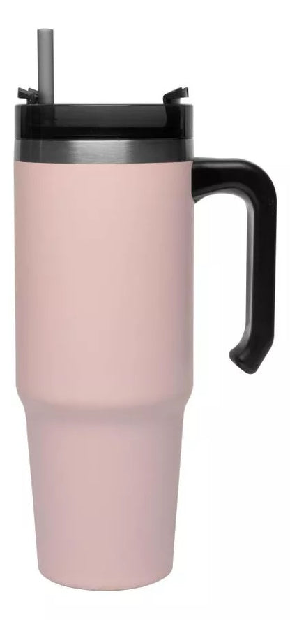 Caneca Térmica Wolff Slimterm Dupla Parede com Canudo Rosa 890ml