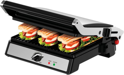 Super Grill e Sanduicheira Arno Inox com Abertura 180 Graus e Placas Antiaderentes