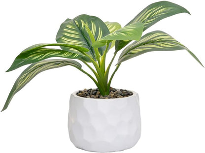 Cachepot de Cimento com Planta Artificial Prisma Branco 10cm x 26cm Wolff