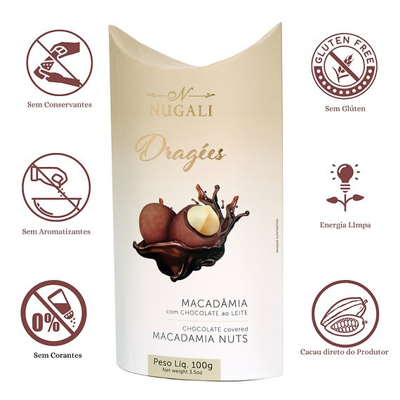 Chocolate Dragée Nugali Macadâmia com Chocolate ao Leite 100g