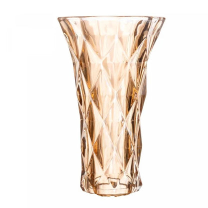 Vaso de Vidro Diamond Âmbar Metalizado Lyor 15cm x 8cm x 25cm