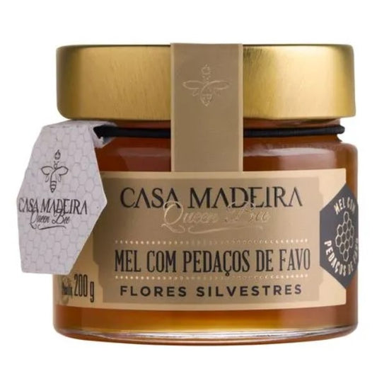 Mel Flores Silvestre com Pedaços de Favo Casa Madeira 200g