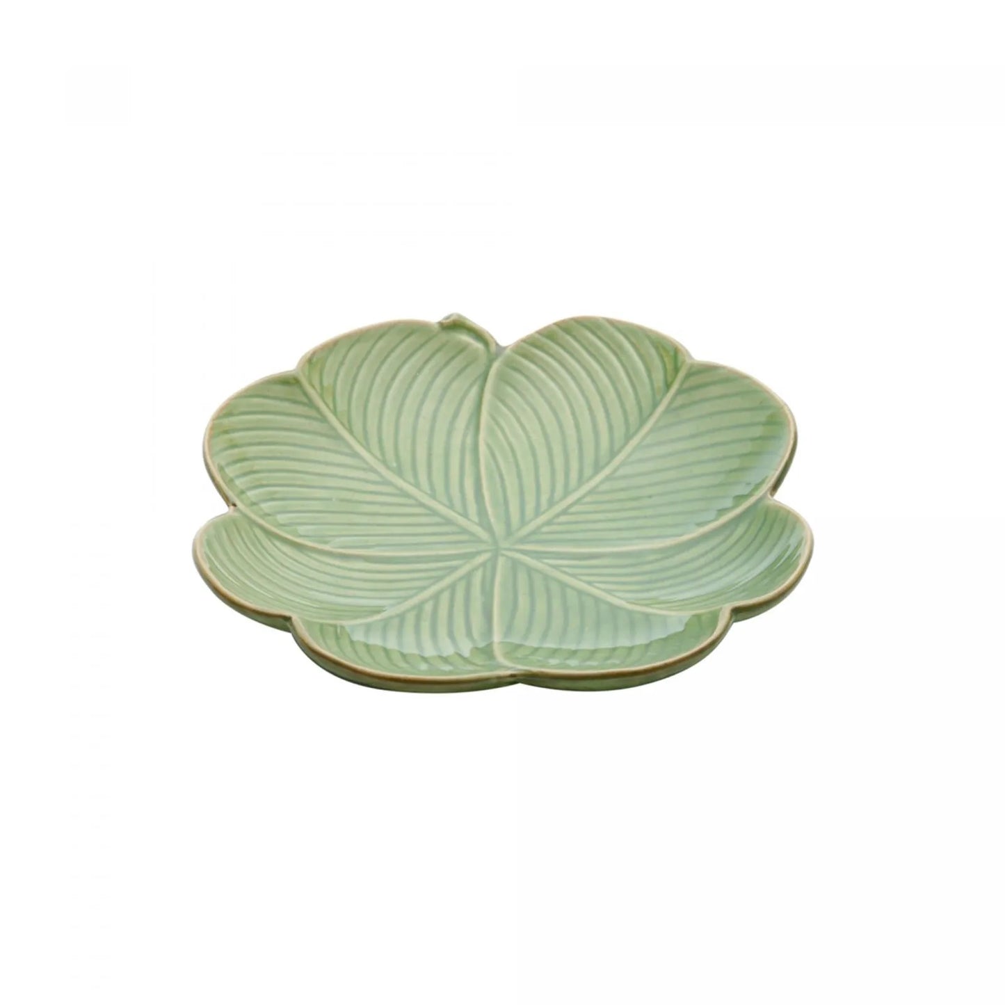 Folha Decorativa de Cerâmica Banana Leaf Verde 20x20x3cm Wolff