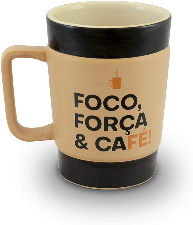 Caneca Ceraflame de Cerâmica Coffee to Go Foco, 300ml, Creme